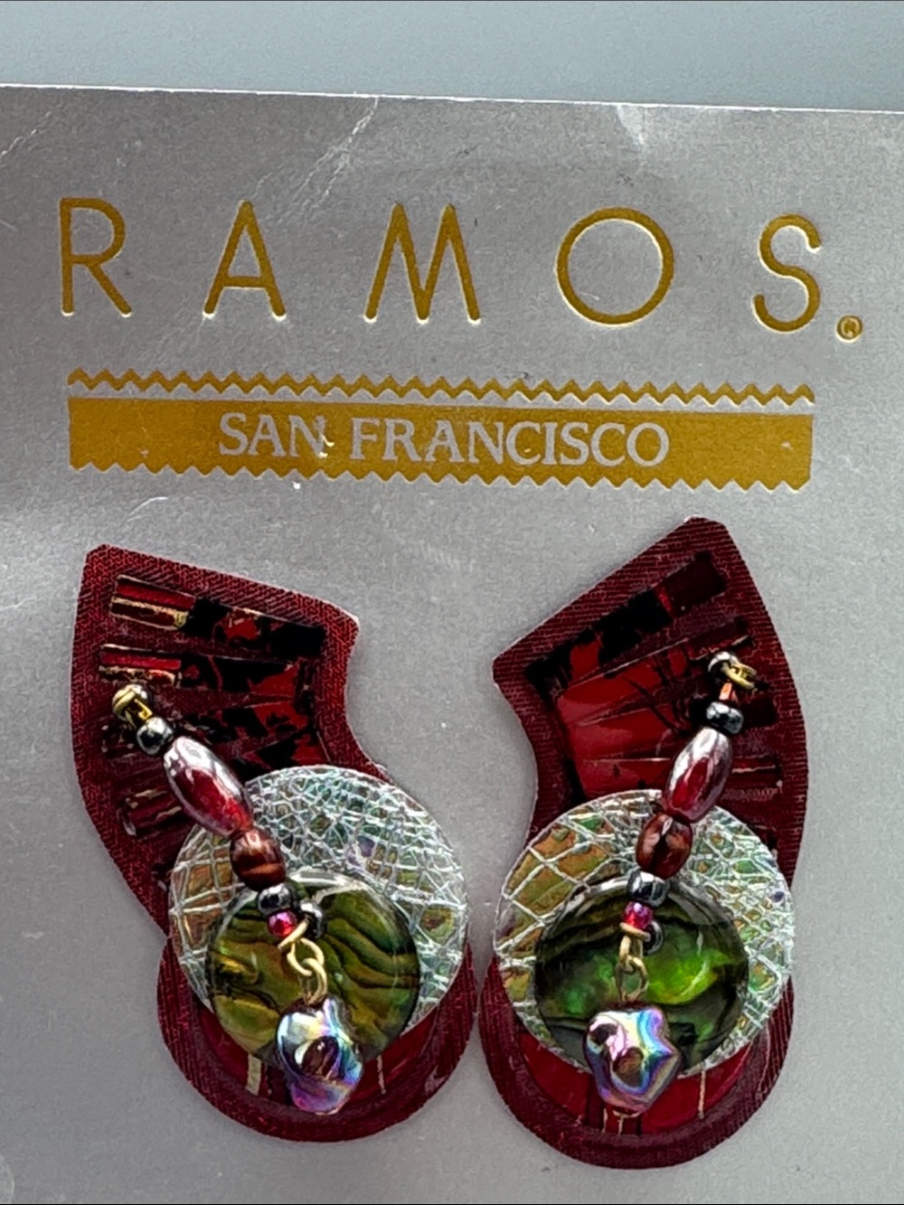 Ramos San Francisco Red & Green Statement Earrings